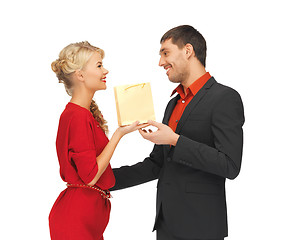 Image showing man and woman with present