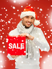 Image showing handsome man in christmas hat