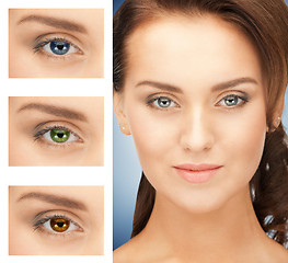 Image showing woman with different color of eyes