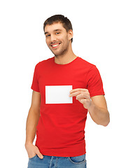 Image showing handsome man with note card