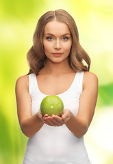 Image showing woman with green apple