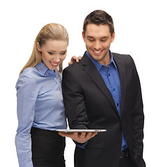 Image showing man and woman with tablet pc