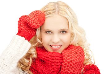 Image showing beautiful woman in mittens