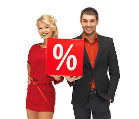 Image showing man and woman with percent sign