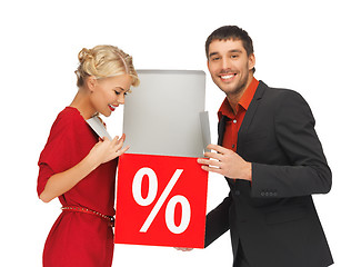 Image showing man and woman with percent sign