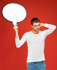 Image showing pensive man with blank text bubble