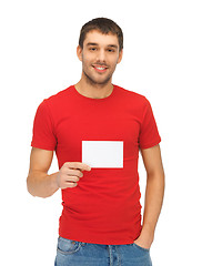 Image showing handsome man with note card