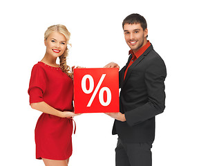 Image showing man and woman with percent sign