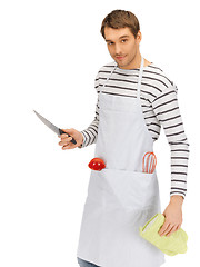 Image showing handsome man with knife