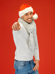 Image showing handsome man in christmas hat