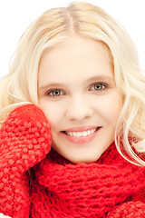 Image showing beautiful woman in mittens