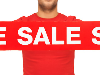 Image showing man holding sale sign