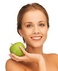 Image showing woman with green apple