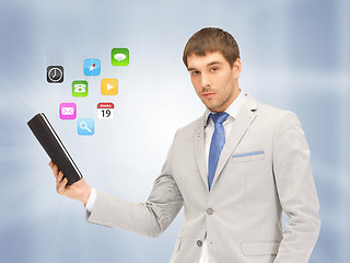 Image showing calm man with tablet pc computer