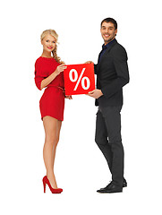 Image showing man and woman with percent sign