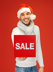 Image showing handsome man in christmas hat