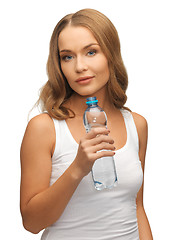 Image showing young beautiful woman with  bottle of water