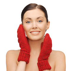 Image showing woman in mittens