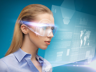 Image showing businesswoman with virtual glasses