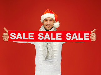 Image showing handsome man in christmas hat