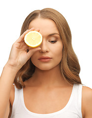 Image showing woman with lemon slice