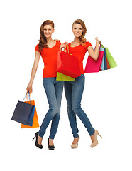 Image showing two teenage girls with shopping bags