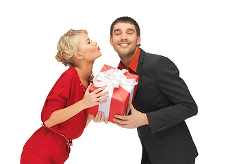 Image showing man and woman with present