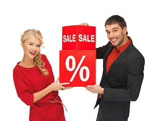 Image showing man and woman with percent sign