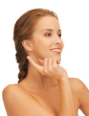 Image showing beautiful woman with moisturizing creme drop