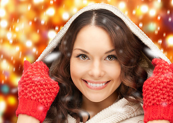 Image showing beautiful woman in white sweater