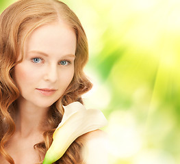 Image showing beautiful woman with calla flower