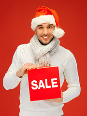 Image showing handsome man in christmas hat