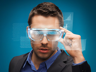 Image showing businessman with digital glasses