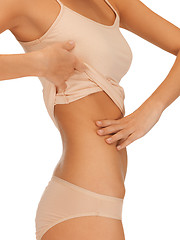 Image showing woman body in beige cotton undrewear