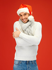 Image showing handsome man in christmas hat