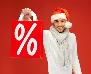 Image showing handsome man in christmas hat