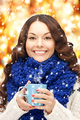 Image showing woman with blue mug