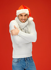 Image showing handsome man in christmas hat