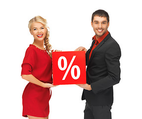 Image showing man and woman with percent sign