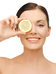 Image showing woman with lemon slice