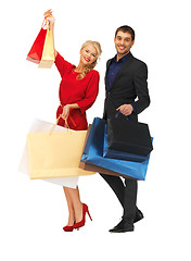 Image showing man and woman with shopping bags