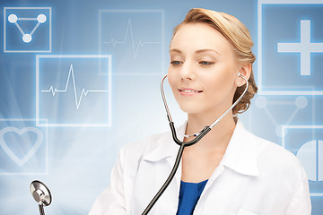 Image showing attractive female doctor with stethoscope