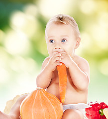 Image showing baby boy with vegetables