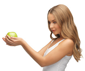 Image showing woman with green apple