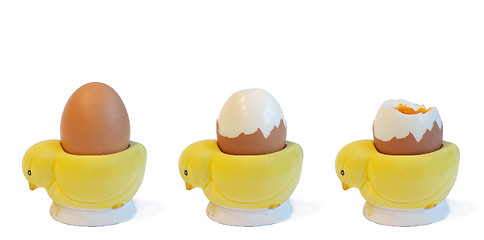 Image showing boiled eggs in 3 stages