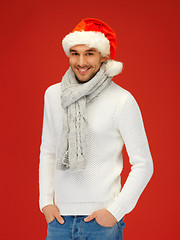 Image showing handsome man in christmas hat