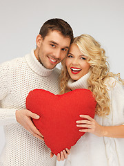 Image showing family couple in a sweaters with heart