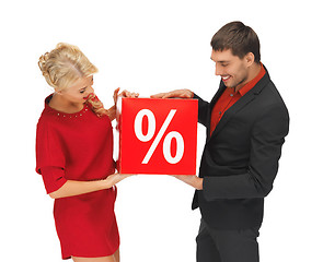 Image showing man and woman with percent sign