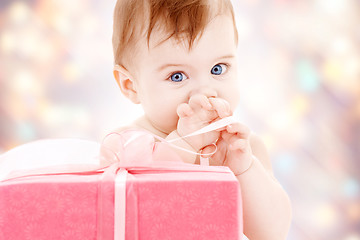 Image showing baby boy with gift box