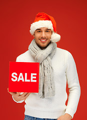 Image showing handsome man in christmas hat